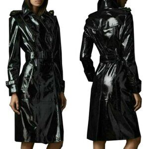 Prime Quality Black PVC Vinyl Women's Trench Coat